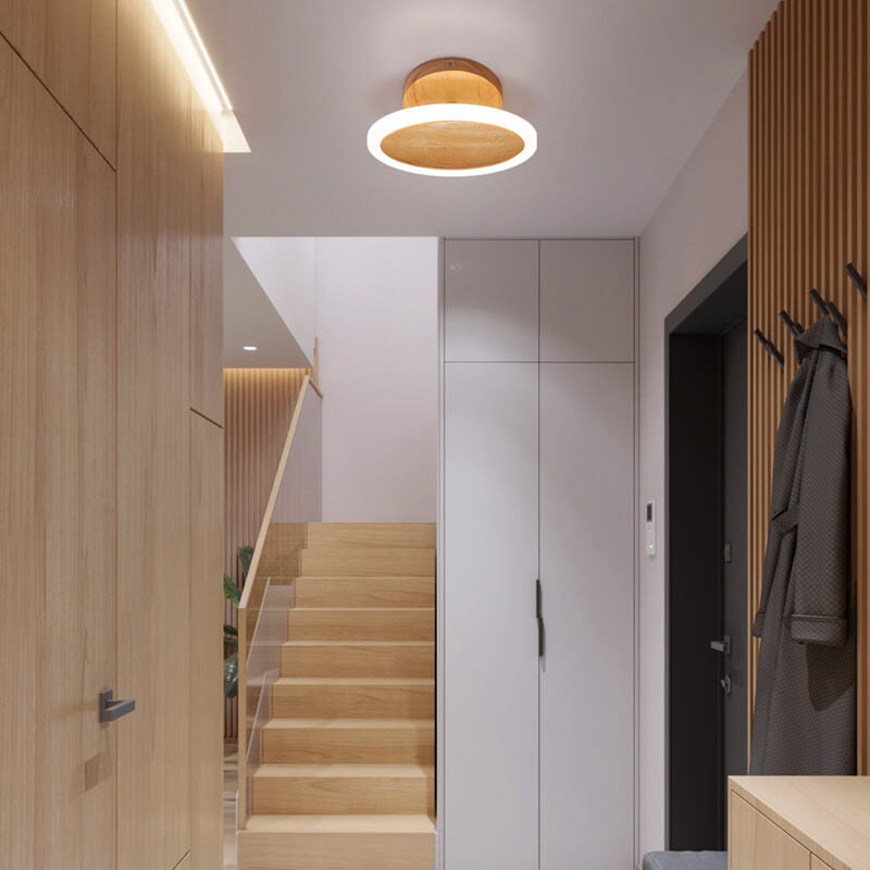 Modern Minimalist Log Oval LED Semi-Flush Mount Ceiling Light