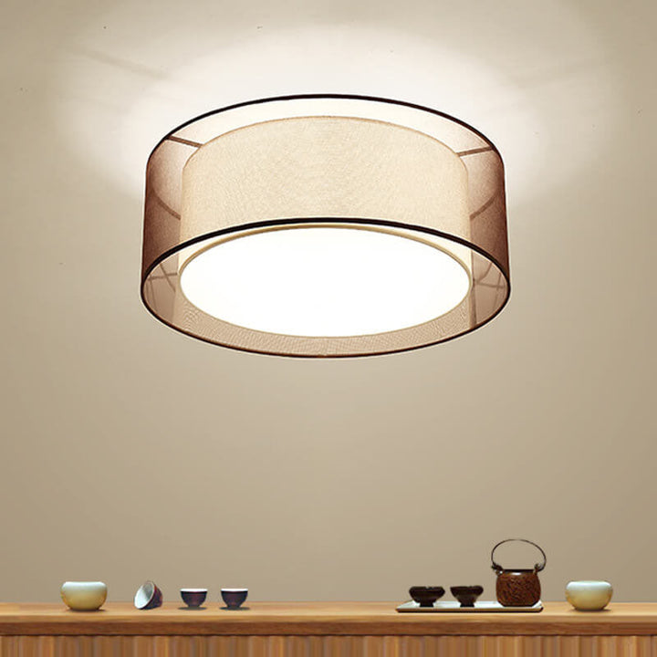 Luz de techo empotrada moderna china de tela redonda cuadrada de 3/5 luces 