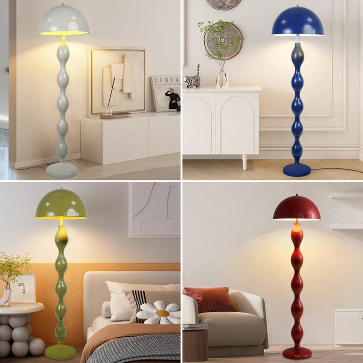 Contemporary Scandinavian Iron Mushroom Shade 1-Light Standing Floor Lamp For Bedroom