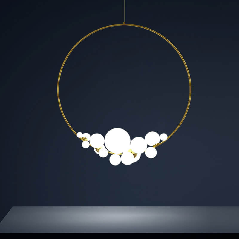 Moderne Minimalistische Kreis Glas Kugel LED Kronleuchter 