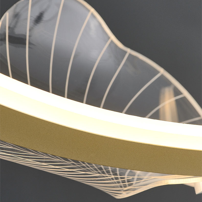 Zeitgenössische kreative Ginkgo-Blatt-Eisen-Acryl-LED-Pendelleuchte für Wohnzimmer 
