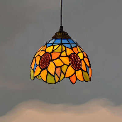 Creative Retro Tiffany 1-Light Sun Flower Pendant Light