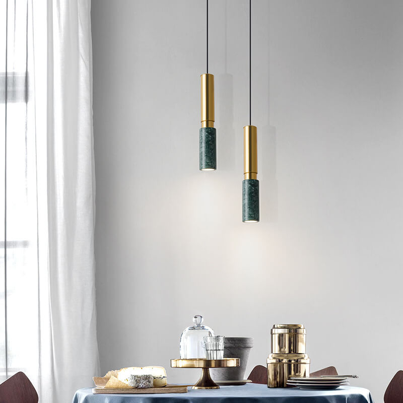 Suspension Luminaire 1 Lumière Métal Colonne Terrazzo Minimaliste Nordique 