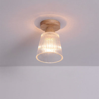 Japanese Minimalist Log Glass 1-Light Semi-Flush Mount Light