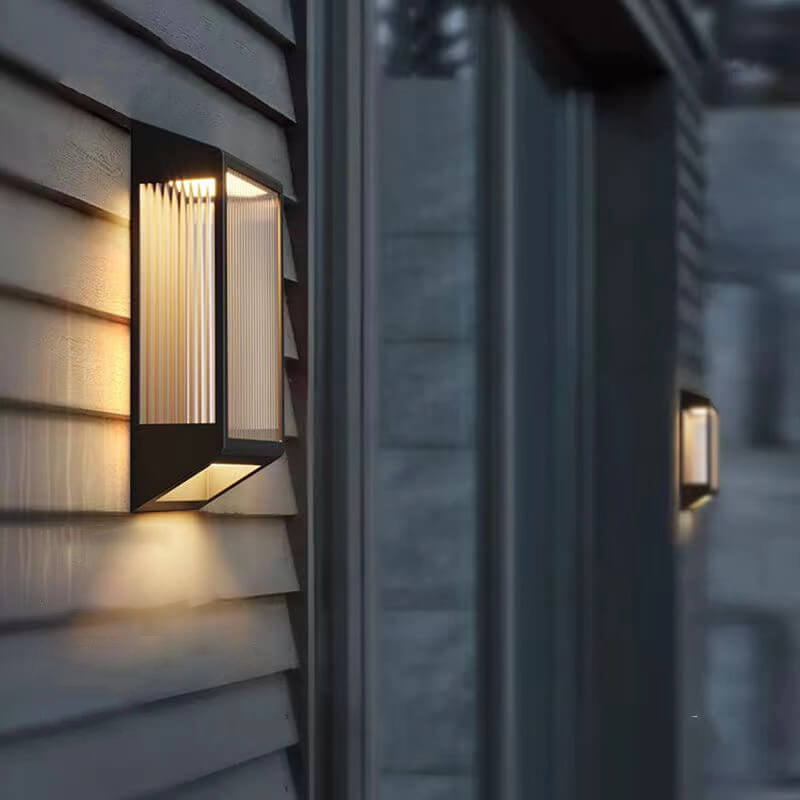 Modern Solar Waterproof Trapezoidal Stainless Steel Acrylic LED Outdoor Wall Sconce Lamp