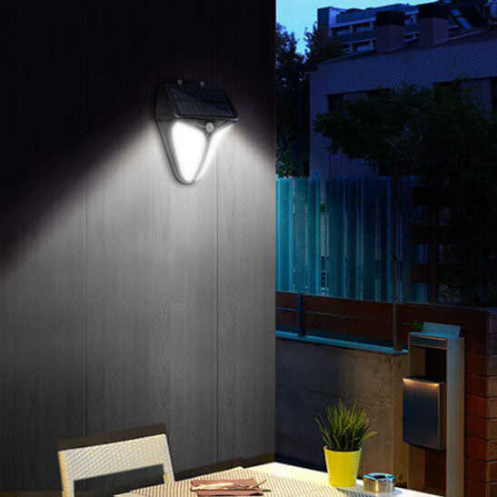 Lámpara de Aplique de Pared LED para Patio con Sensor de Cuerpo Impermeable para Exteriores Inteligente Solar en Forma de Triángulo 