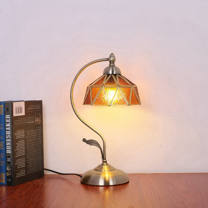 European Tiffany Amber Lucite Glass 1-Light Table Lamp