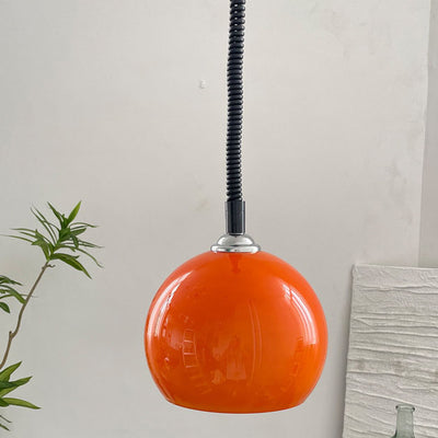 Modern Retro Round Head Retractable Glass 1-Light Pendant Light