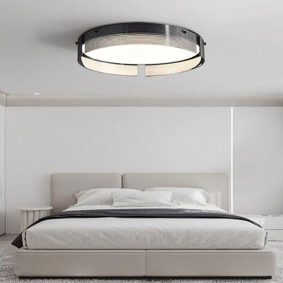 Modern Simplicity Acrylic Circle Ring Shade Glass LED Flush Mount Ceiling Light For Living Room