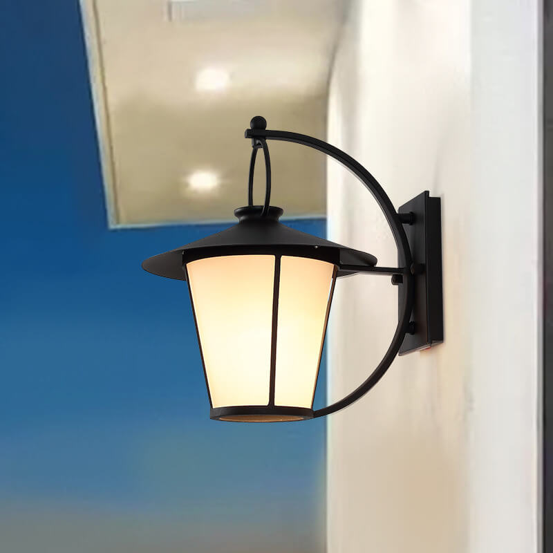 European Retro Glass Iron Moisture-proof Outdoor Patio Aisle 1-Light Wall Sconce Lamp