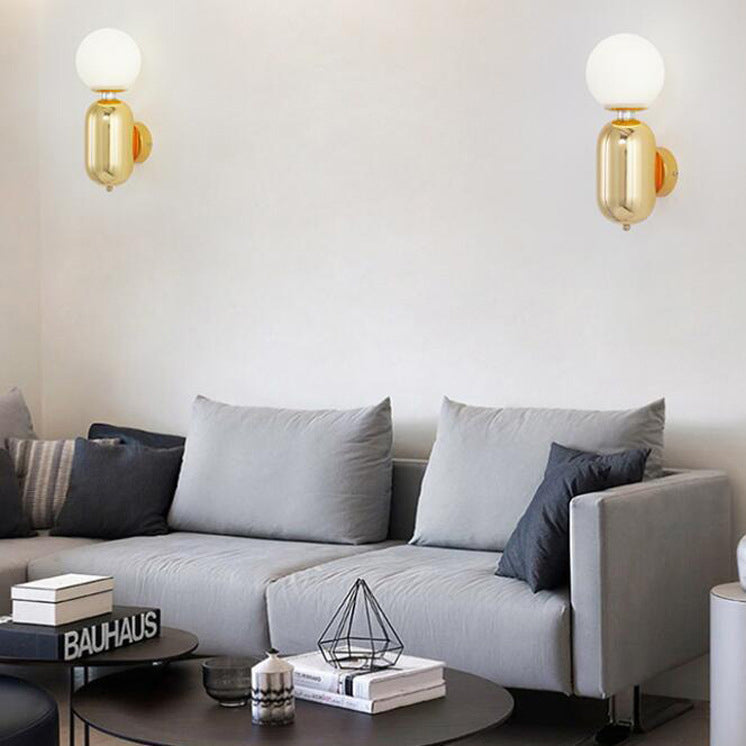 Nordic Creative Cylindrical Glass Orb 1-Light Wall Sconce Lamp