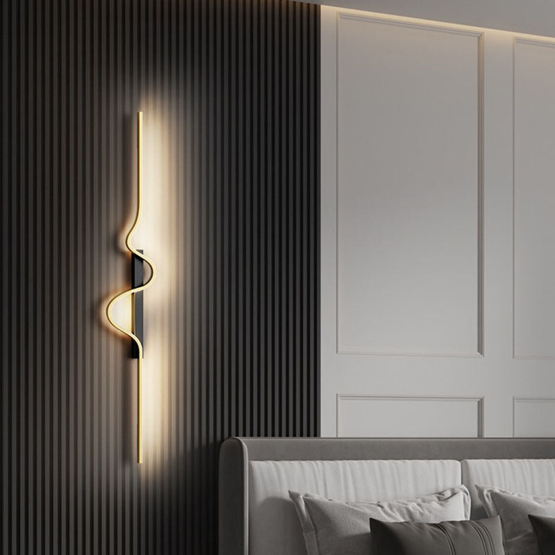 Modern Minimalist Aluminum Corrugated Strip Iron Frame LED Wall Sconce Lamp For Bedroom