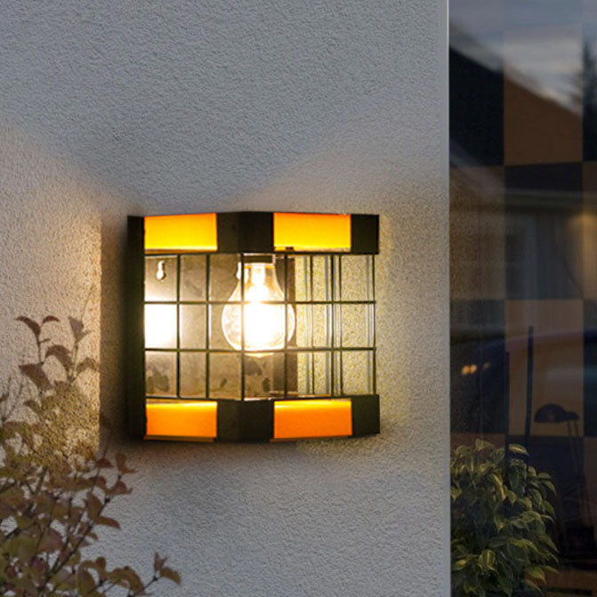 Solar Creative Square Cage Light Control LED Outdoor Waterproof Wall Sconce Lamp