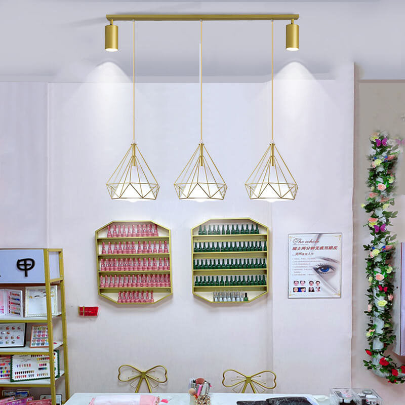 Lustre Moderne de Luxe en Fer et Diamant avec PVC et 1/3 Lumière pour Îlot 