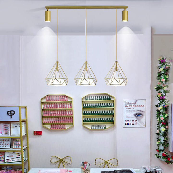 Lustre Moderne de Luxe en Fer et Diamant avec PVC et 1/3 Lumière pour Îlot 