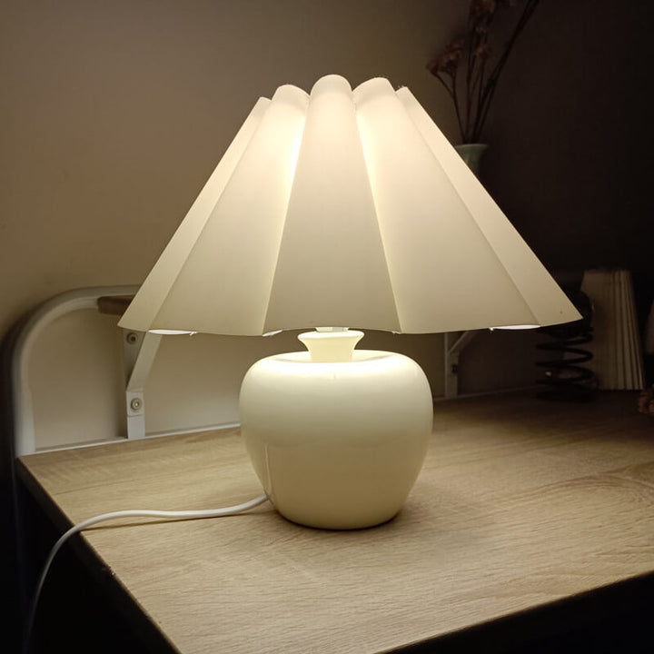 Lampe de Table à 1 Lumière Plissée en Tissu Céramique Nordique 