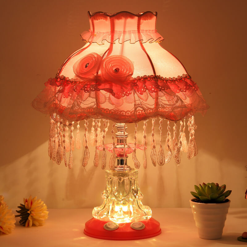 Lampe de table 1 lumière en verre avec tissu de style européen pour mariage 