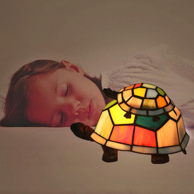 European Tiffany Turtle Stained Glass 1-Light Night Light Table Lamp