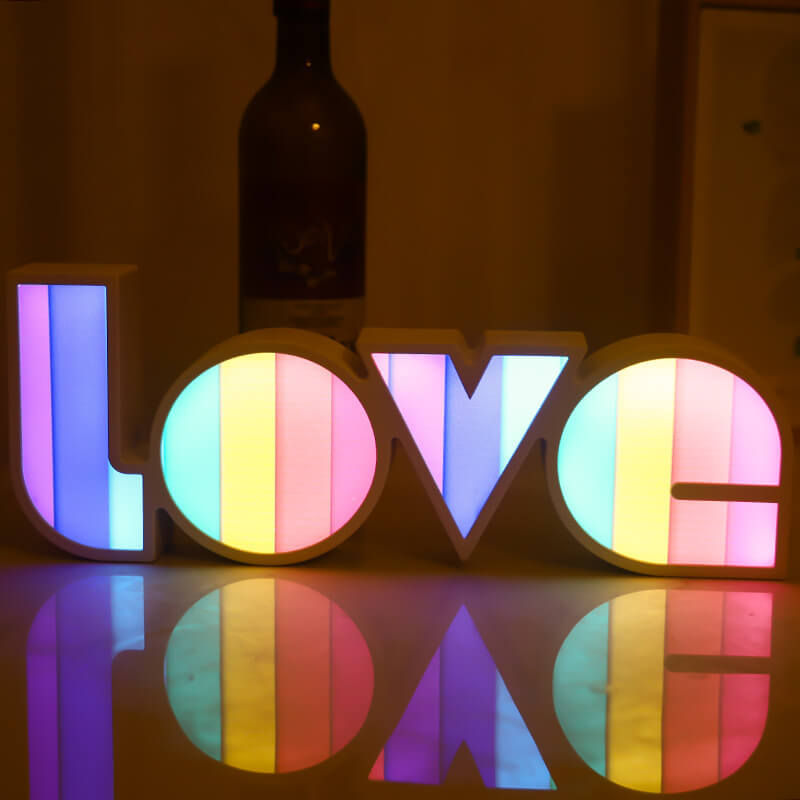 Lámpara de mesa de luz nocturna de decoración LED de cartas de amor creativas para bodas y San Valentín 