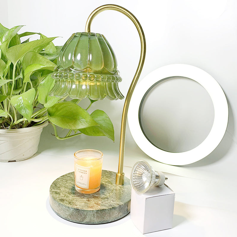 Modern Green Glass Marble 1-Light Melting Wax Table Lamp