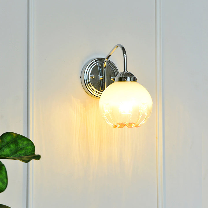 European Light Luxury Flower Pod Glass Iron 1-Light Wall Sconce Lamp