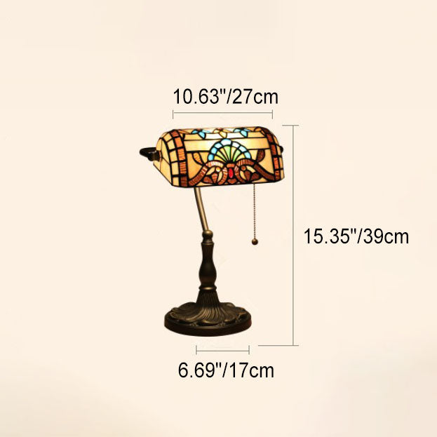 Tiffany Baroque Stained Glass 1-Light Bank Zipper Table Lamp