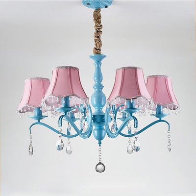 Modern Creative Cone Iron Crystal Fabric 5/6/8 Light Chandelier