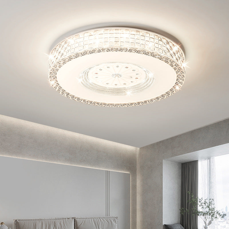 Modern Luxury Round Acrylic Hardware Starlight LED Flush Mount Ceiling Light For Living Room &amp; Bedroom