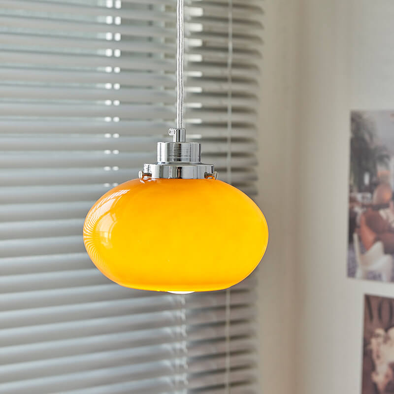 Cúpula de Vidrio Amarillo Nórdico Lámpara Colgante de 1 Luz 