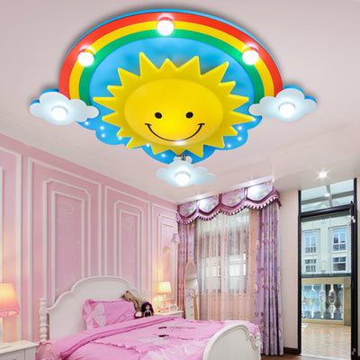 Modern Creative Rainbow Sun Children's LED Flush Mount Lighting