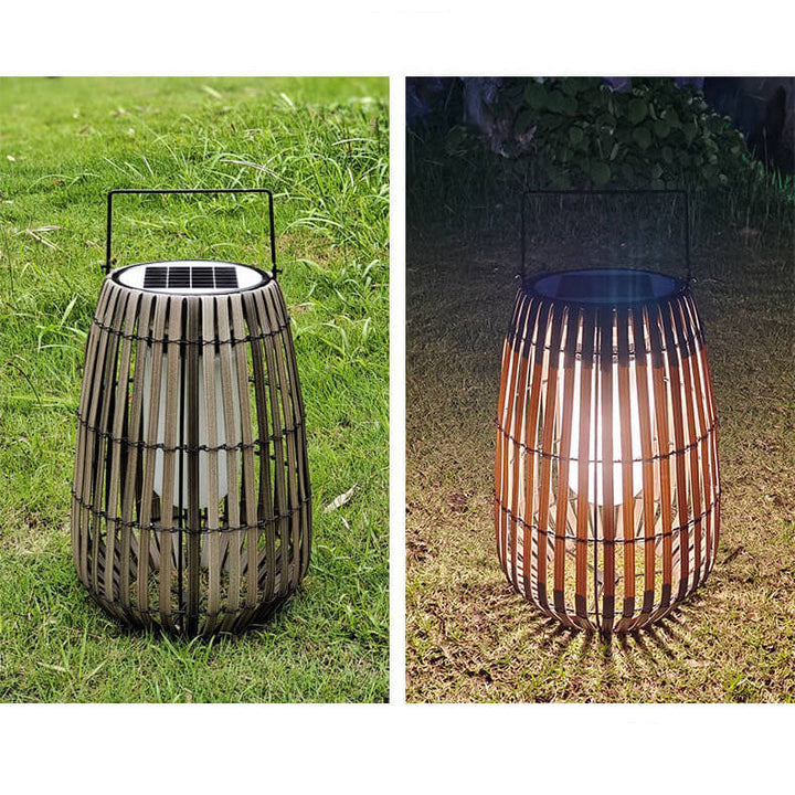 Lumière de paysage de pelouse LED solaire étanche portable en osier rustique moderne 