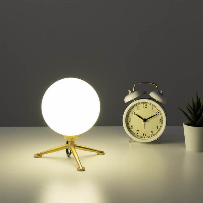 Modern Simple Spherical Milky White Lampshade 1-Light Table Lamp