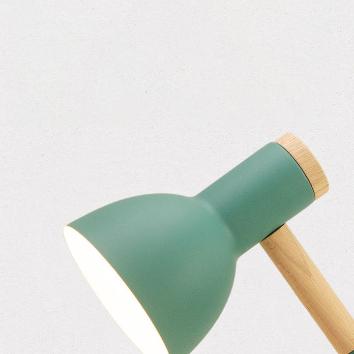 Moderne, minimalistische, einfarbige, drehbare Holz-Eisen-Tischlampe mit 1 Leuchte 