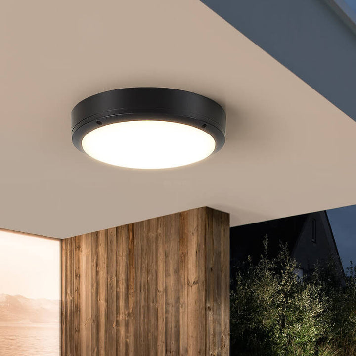 Moderne minimalistische runde LED-Deckenleuchte aus Aluminium und PC, wasserdicht, für den Außenbereich und die Terrasse 