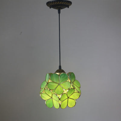 Vintage Stained Glass Petal 1-Light Pendant Light