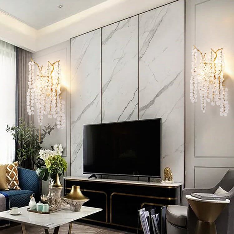 Zeitgenössische kreative Geld Baum Zweig Aluminium Glas 3-Licht Wandleuchte Lampe für Schlafzimmer 