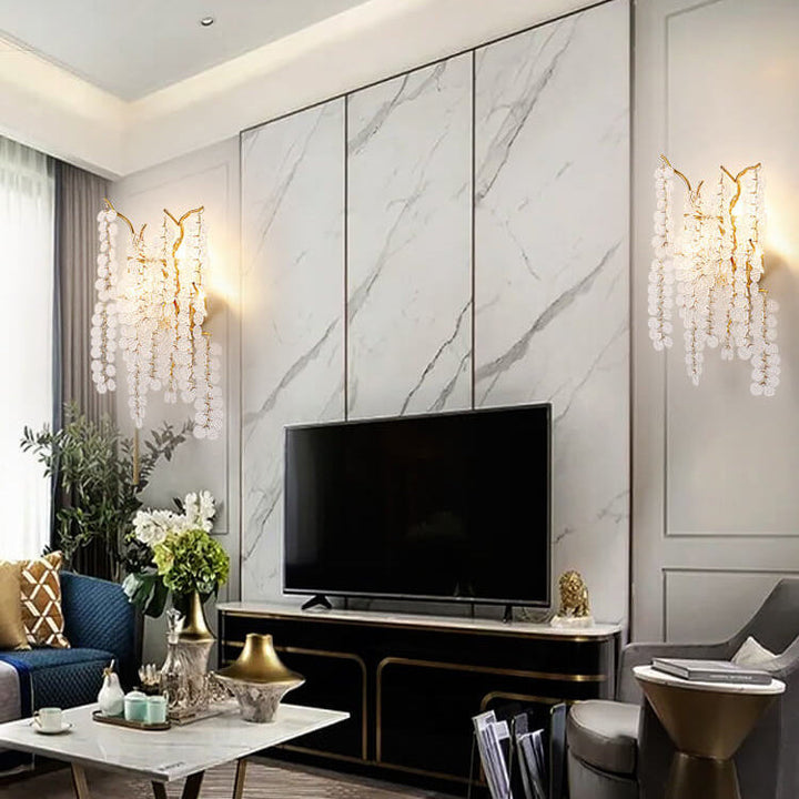 Zeitgenössische kreative Geld Baum Zweig Aluminium Glas 3-Licht Wandleuchte Lampe für Schlafzimmer 