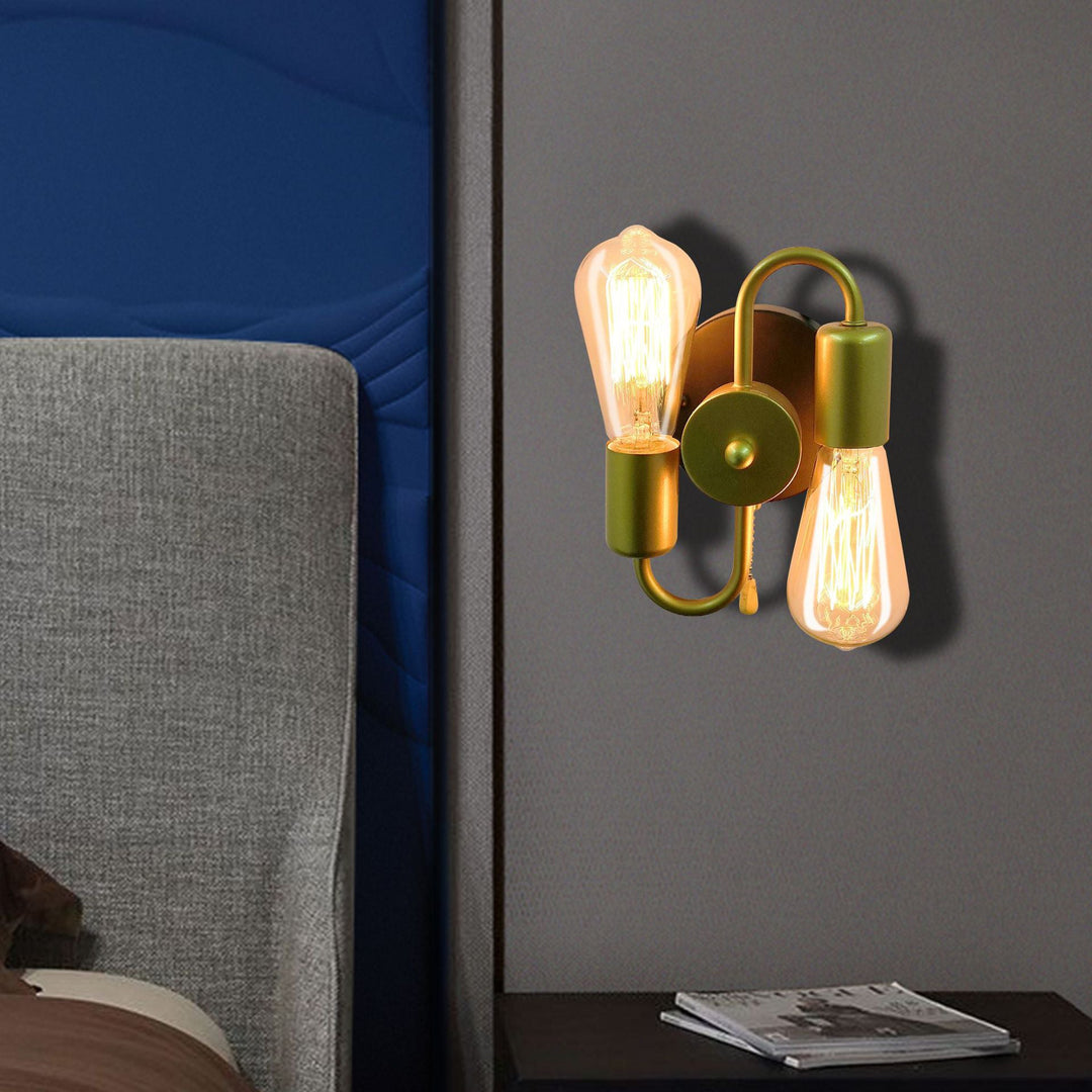 Lámpara de Aplique de Pared de 2 Luces Simétrica Creativa de Hierro Industrial Contemporáneo 