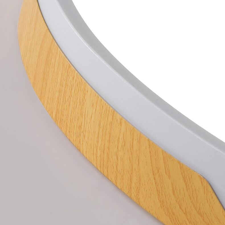 Nordic Minimalist Round Wooden Edge LED Flush Mount Ceiling Light