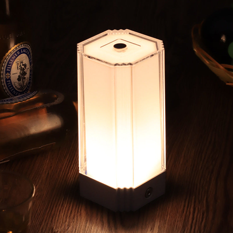 Modern Solid Color Rectangular Acrylic DC Rechargeable Night Light Table Lamp