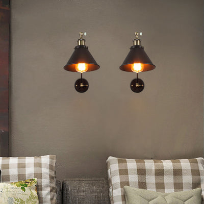 Industrial Vintage Iron Cone Swing Arm 1-Light Wall Sconce Lamp