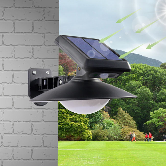 Solar Outdoor Round Cone Waterproof Patio LED Wall Sconce Lamp