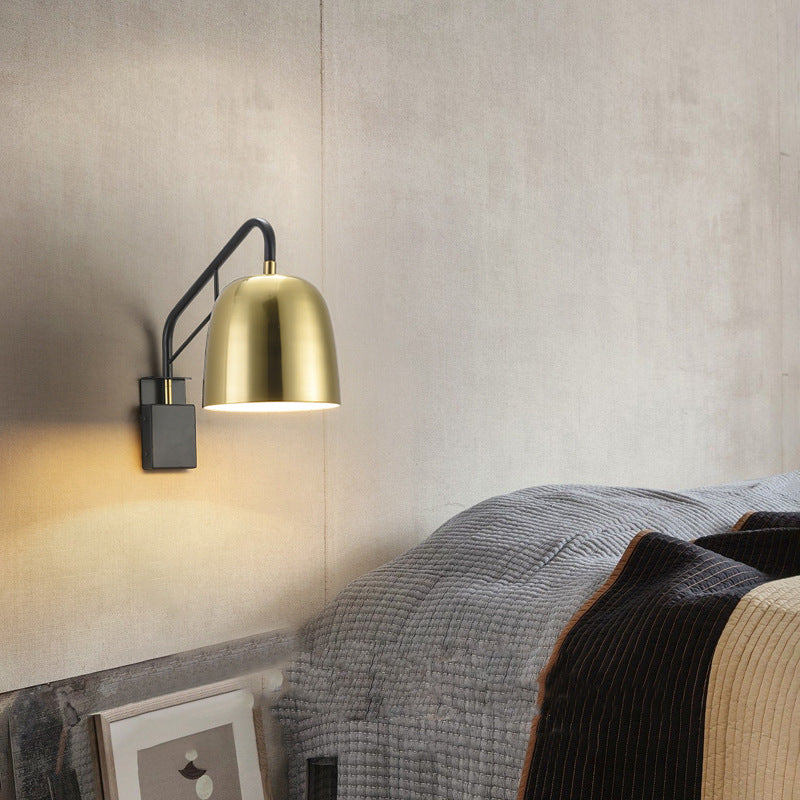 Nordic Minimalist Gold Dome Rotatable 1-Light Wall Sconce Lamp