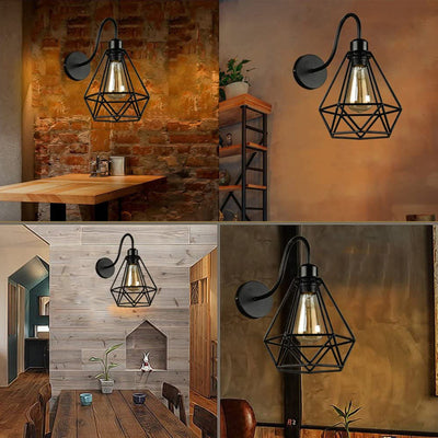 Retro Industrial Iron Cage 1-Light Wall Sconce Lamp