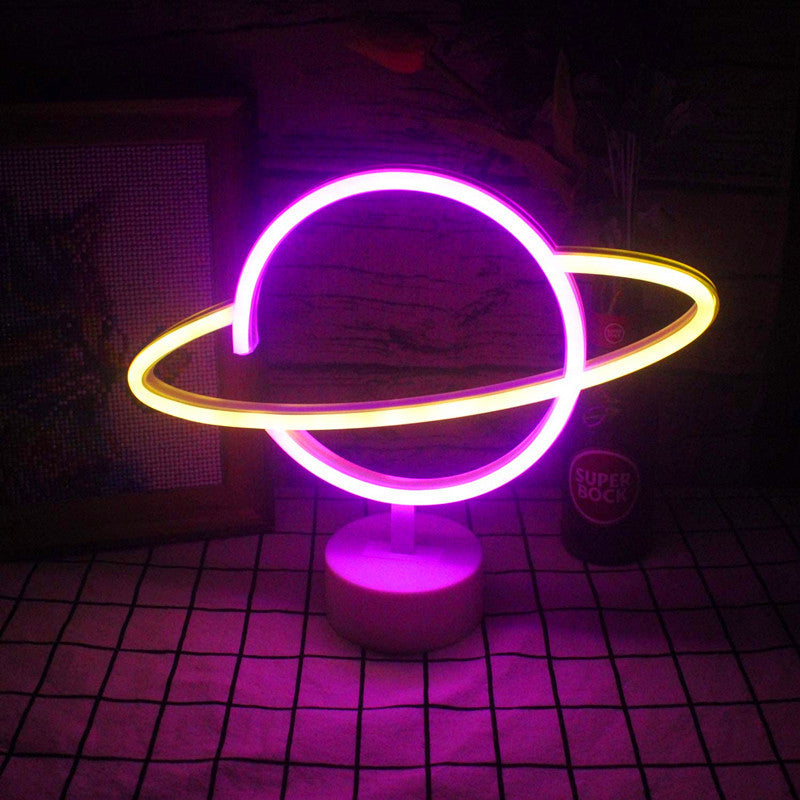 Moderne kreative Planet Neon-Kunststoff-LED-Nachtlicht-Tischlampe