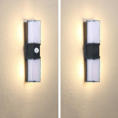 Lampe d'applique murale LED étanche extérieure à induction rectangulaire en aluminium simple et moderne 