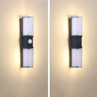 Modern Simple Rectangular Aluminum PC Induction Outdoor Waterproof LED Wall Sconce Lamp
