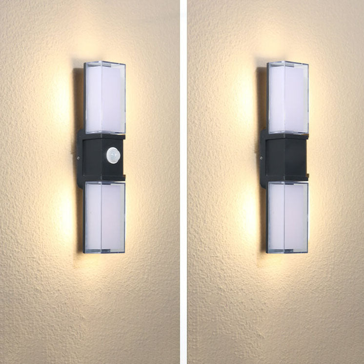 Moderne einfache rechteckige Aluminium-PC-Induktions-im Freien wasserdichte LED-Wand-Leuchter-Lampe