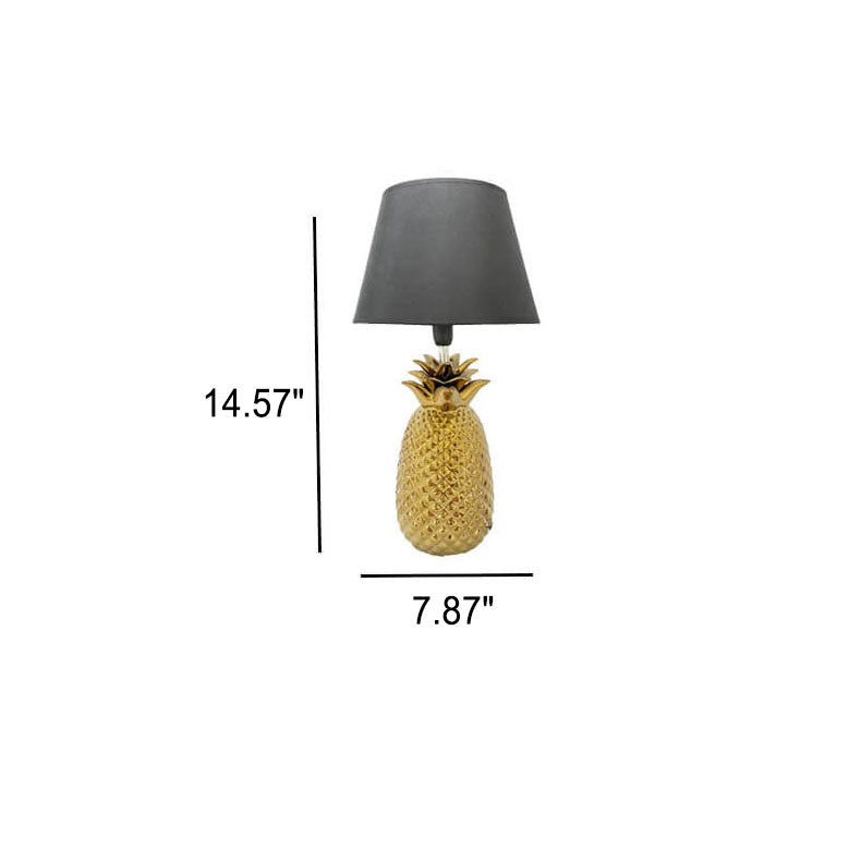 European Creative Pineapple Ceramic Base Fabric 1-Light Table Lamp