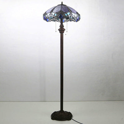 Modern Vintage Tiffany Glass 2-Light Standing Floor Lamp